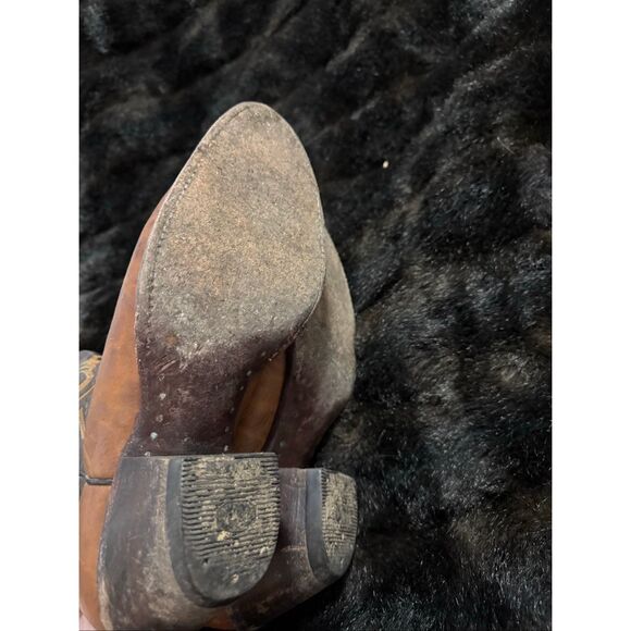 Vintage Tony Lama Two Tone Cowboy Boots Men's 9.5 D 9.5d Caramel / Brown USA - Picture 5 of 5